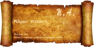Máyer Albert névjegykártya